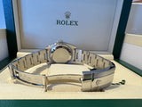 Rolex 34mm Date 115200 14k White Gold Lab Grown Bezel Butterfly dial 278289RBR