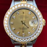 Rolex 26mm Datejust 69173 Steel Gold Dial 2 tone 1 ct Diamond Bezel 4 279383