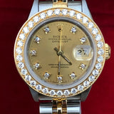 Rolex 26mm Datejust 69173 Steel Gold Dial 2 tone 1 ct Diamond Bezel 4 279383