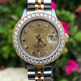 Rolex 26mm Datejust 69173 Steel Gold Dial 2 tone 1 ct Diamond Bezel 4 279383