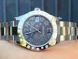 Rolex 31mm Datejust 178240 Steel Floral Gray Dial Custom Scattered Diamond Bezel