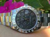 Rolex 31mm Datejust 178240 Steel Floral Gray Dial Custom Scattered Diamond Bezel