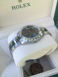 Rolex 31mm Datejust 178240 Steel Floral Gray Dial Custom Scattered Diamond Bezel