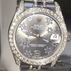 Rolex 31mm Datejust 178240 Floral Diamond Bezel Lugs Center links Jubilee Band