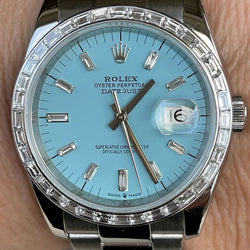 Rolex 36mm Datejust 116200 Turquoise Dial Diamond Bezel 4 228396TBR Mint