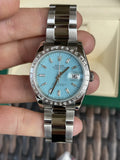 Rolex 36mm Datejust 116200 Turquoise Dial Diamond Bezel 4 228396TBR Mint