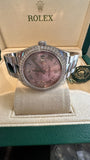 Rolex 36mm Datejust Steel 116200 Pink Raised Roman Diamond Dial Bezel