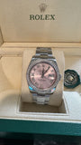 Rolex 36mm Datejust Steel 116200 Pink Raised Roman Diamond Dial Bezel