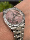 Rolex 36mm Datejust 116200 Factory Pink Floral Dial Tapered Diamond Bezel Mint