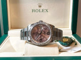 Rolex 36mm Datejust 116200 Factory Pink Floral Dial Tapered Diamond Bezel Mint