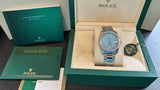 Rolex 36mm Datejust Steel 116200 Turquoise Blue Raised Roman Diamond Dial Bezel