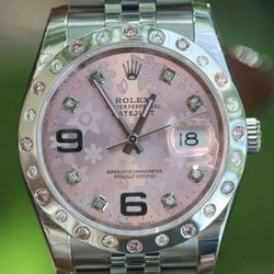 Rolex 36mm Datejust 126200 Steel Diamond Pink Sapphire Bezel for Floral 278344