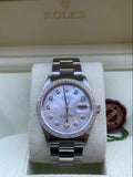 Rolex Datejust 36mm 16220 Mens Or Ladies Diamond Bezel White MOP Diamond Dial