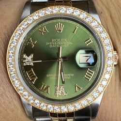 Rolex 36mm Datejust 16233 Two Tone 18k Gold Diamond Bezel Olive Dial 4 126233