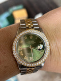 Rolex 36mm Datejust 16233 Two Tone 18k Gold Diamond Bezel Olive Dial 4 126233