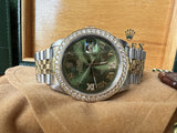 Rolex 36mm Datejust 16233 Two Tone 18k Gold Diamond Bezel Olive Dial 4 126233