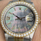 Rolex Datejust 36mm 16233 Two Tone 18k Yellow Gold Diamond Bezel Tahitian MOP