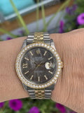 Rolex Datejust 36mm 16233 Two Tone 18k Yellow Gold Diamond Bezel Tahitian MOP