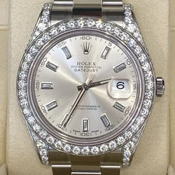 Rolex 41mm DJ 116300 Factory Dial With Custom Diamonds Diamond Lugs And Case