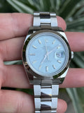 Rolex 41mm Datejust 126300 Refinished Ice Blue Diamond Dial 4 Platinum 228206