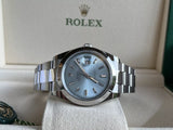 Rolex 41mm Datejust 126300 Refinished Ice Blue Diamond Dial 4 Platinum 228206