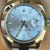 Rolex 41mm Datejust 126300 Refinished Ice Blue Dial 4 Platinum 228206 Mint