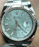 Rolex 41mm Datejust 126334 Oyster Band 18k Fluted Bezel Refinished Ice Blue Dial