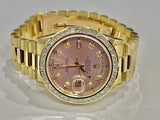 Rolex President 36mm Pink Dial 118238 Tapered Princess Cut Bezel 18k Yellow gold