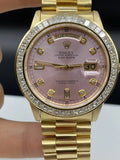 Rolex President 36mm Pink Dial 118238 Tapered Princess Cut Bezel 18k Yellow gold