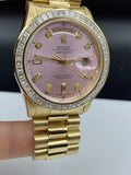 Rolex President 36mm Pink Dial 118238 Tapered Princess Cut Bezel 18k Yellow gold