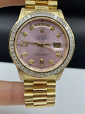 Rolex President 36mm Pink Dial 118238 Tapered Princess Cut Bezel 18k Yellow gold