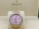 Rolex President 36mm Pink Dial 118238 Tapered Princess Cut Bezel 18k Yellow gold