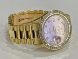 Rolex President 36mm Pink Dial 118238 Tapered Princess Cut Bezel 18k Yellow gold