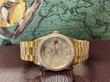 Rolex 36mm President DayDate 18238 18K Gold MOP Diamond Dial Diamond Bezel Mint