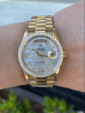 Rolex 36mm President DayDate 18238 18K Gold MOP Diamond Dial Diamond Bezel Mint