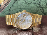 Rolex 36mm President Day-Date 18238 Unisex 18K Gold  White MOP Diamond Dial Mint