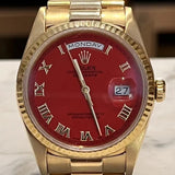 Rolex 36mm President Day-Date 18238 Unisex 18K Gold Red Coral Roman dial Mint