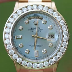 Rolex 36mm President Day-Date 18238 Mens 18K Yellow Gold Oversized 6ct. Diamond