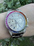 Rolex 116500 Daytona Rainbow 116599RBOW Bezel Pave Diamond Dial Lugs Stnls Steel