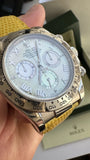 Rolex 116519 18k White Gold Daytona Yellow Beach Mother of Pearl Roman Box Mint