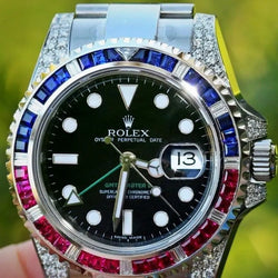 Rolex GMT Master II 116710LN Custom 116759SARU Natural Ruby Sapphire & Diamond