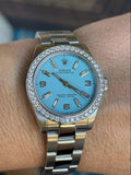 Rolex 31mm OP 177200 Turquoise Diamond Dial Diamond Bezel OP 277200 Mint