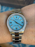 Rolex 31mm OP 177200 Turquoise Diamond Dial Diamond Bezel OP 277200 Mint