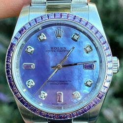 Rolex 36mm Oyster Perpetual 116000 Purple Rain Mother of Pearl Amethyst Diamond