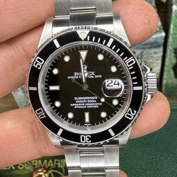 Rolex Submariner 16610 40mm Stainless Steel Black Full 1 Year Warranty Box Tag