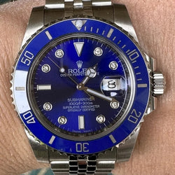 Rolex Submariner 40mm 116610 Blue Ceramic Bezel 126619 Diamond Dial Jubilee Band