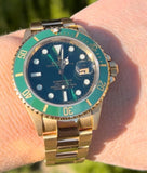 Rolex Submariner 40mm 16618 18k Yellow Gold Green Ceramic Bezel 4 116610LV Hulk