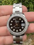 Rolex 31mm Datejust 178240 Black Diamond Dial And Diamond Bezel Complete Set