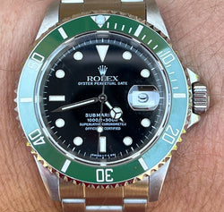 Rolex Submariner 16610 40mm Stainless Steel Men’s Watch Factory Clone Green Ceramic Bezel Insert seen on Kermit 126610LV Mint