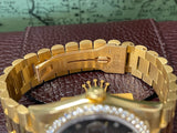 Rolex Presidential 36mm Day Date 18238 (Double Quickset) Mens or Womens Watch Factory Brown Vignette Diamond Dial Custom Diamond Bezel